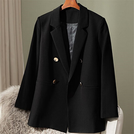 Miao Yijia Blazer Women's Autumn Suit Jacket Casual Commuting Small Suit New Temperament Versatile Jacket Top Women Temperament Versatile Blazer Classic Black XL (Reference 115-125Jin Jin is equal to 0.5 kg)