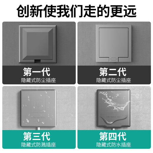 LSNUO waterproof socket bathroom socket waterproof box integrated five-hole socket embedded with waterproof protective cover multiple waterproof socket * five-hole gray