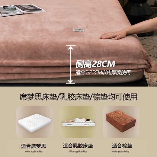 Frangomo Milk Velvet Sheet Single Piece Coral Velvet Bedspread Plus Velvet Mattress Cover Protective Cover Winter Anti-Slip Sheet 2023 Dark Gray 180x200cm Single Fitted Sheet Suitable for 5-25cm Mattress
