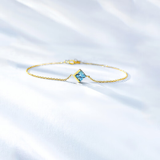 Yan's Jewelry Natural Brazilian Aquamarine Bracelet 18k Gold Sky Blue Color Gemstone Bracelet 18k Elegant Gold