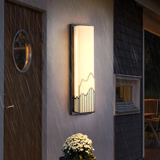 Qianzhang Lamp New Chinese style full copper marble wall lamp door courtyard exterior wall outdoor bedroom study background wall bedside living room Zhongshan Height 100CM * Width 15CM Black rubbed gold B style