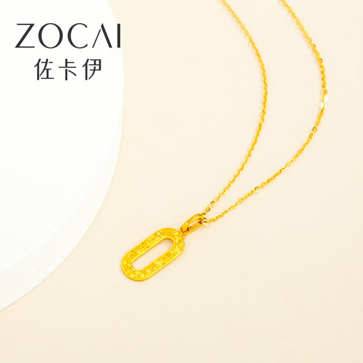 Zokai K gold pendant yellow 18K gold crushed ice geometric necklace versatile birthday gift D11402