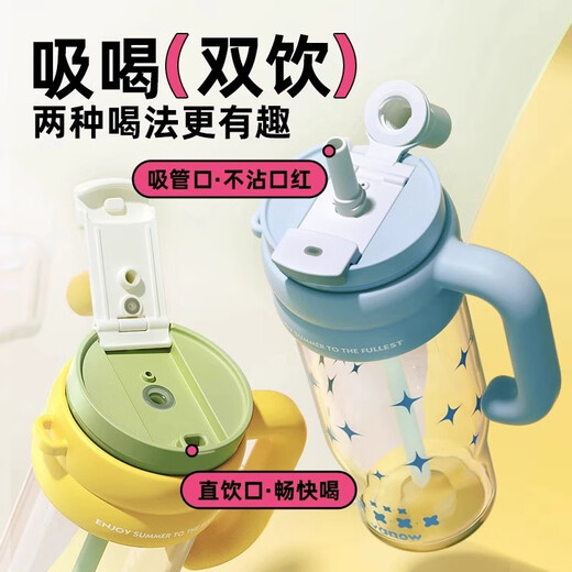 Vanow2025新款巨无霸双饮吸管杯女生高颜值水壶夏天大容量tritan杯子 海盐芝士乳（带原装茶球） 1050ml