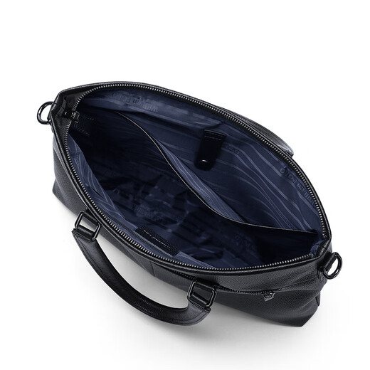 WILLIAMPOLO Paul business briefcase genuine leather men's handbag large capacity first layer cowhide 17-inch computer bag high-end black (first layer cowhide) 15 inches