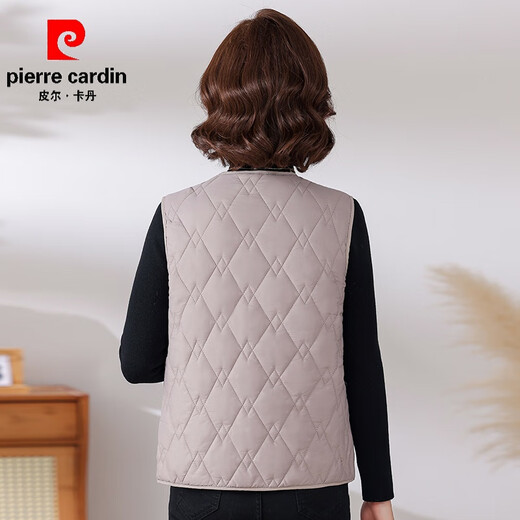 Pierre Cardin Western Style Mom Lightweight Down Jacket Vest Middle-aged and Elderly Ladies Loose Warm Outer Wearing Vest Vest Young Brown 4XL (Recommended 110-125Jin Jin is equal to 0.5kg)