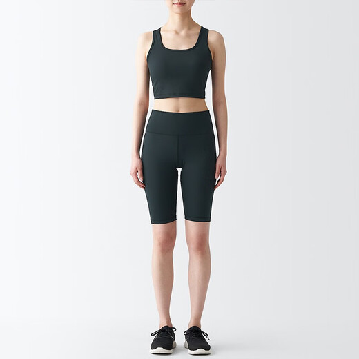 无印良品（MUJI）Walker 女式 易干 半长收腿裤 BIG04A3S 打底裤 黑色 L