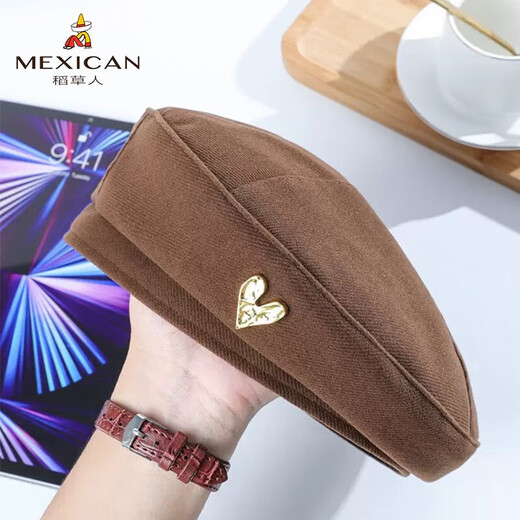 Scarecrow (MEXICAN) beret women's autumn and winter new style black ins Internet celebrity face little versatile painter hat women's octagonal hat 66011 beige (autumn and winter style) one size