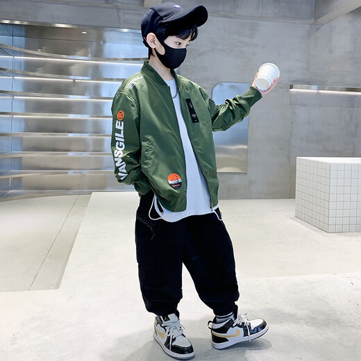 Ropa infantil de Xizai Pier Biños de moda Chaqueta de bombardero Medium Boy Large Boy Sports and Casual Baseball Clothing Top Handsome Navy Blue 160 Altura recomendada 145-155cm