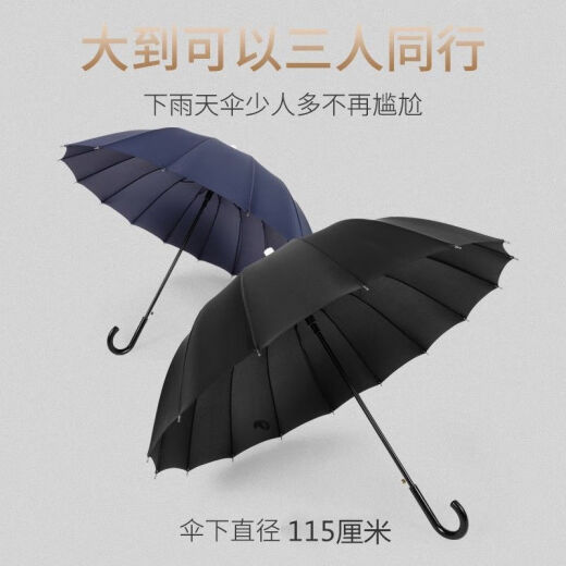 Hedo 2023 new casual simple style waterproof cover long handle umbrella straight pole with curved hook double umbrella (waterproof cover) rainbow curved handle