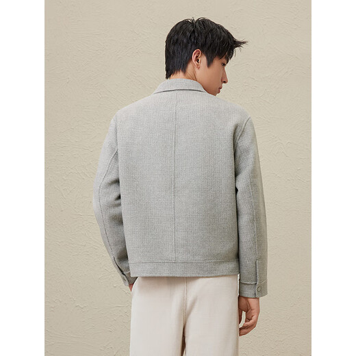 GXG Men's Vêtements, simple veste courte à double face en laine lâche à double face pour le style nouveau hiver de 23 ans, couleur de fond gris m