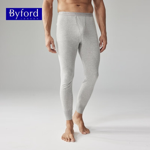 百富（BYFORD）男士秋衣秋裤全棉专柜款针织保暖内衣套装长袖打底男红MW8826\846  MW8826+MW8937-套装-灰色-薄款 L