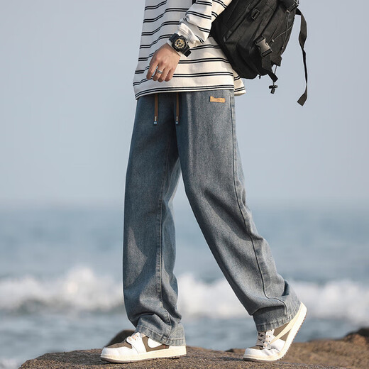 Foss Phil Straight Jeans Summer de verano Pantalones de pierna ancha Fashion American Fashion Brand Retro Casual Lavado Viejo Men SS-838 Retro Blue 3xl (recomendado 170-185 Jin [Jin iguala 0.5 kg])