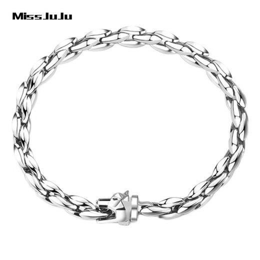 Miss JuJu boutique pt950 pure platinum bracelet for men, platinum wolf head bracelet, domineering and high-end jewelry for men, weighs 28.48g, is 16cm long, and is about 6.2mm thick.