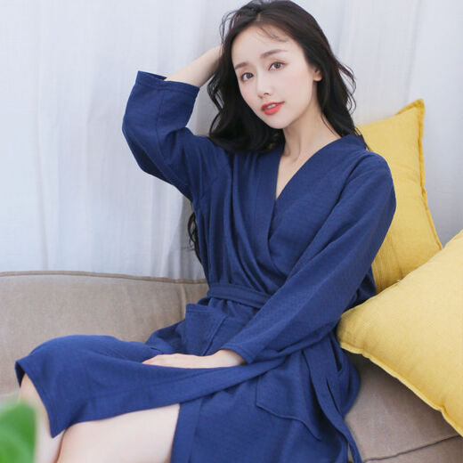 
NaiJIATU men's spring and summer thin nightgown for women's towel bathrobe plus size pajamas home clothes couple medium long short sleeve waffle charcoal grey men L 130-150Jin [Jin equals 0.5 kg]