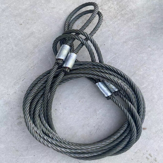 力拓中用镀锌压制压铝套双扣钢丝绳吊索具吊车用10/12141起重拖车 油性压制钢丝绳12毫米 8m