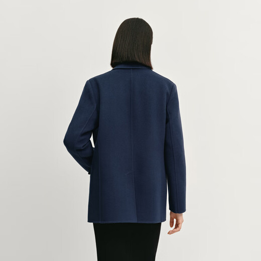 OVV Autumn and Winter Hot Sale Women's Peaked Collar Simple One Button Casual Commuting Wool Suit Jacket Navy Blue M