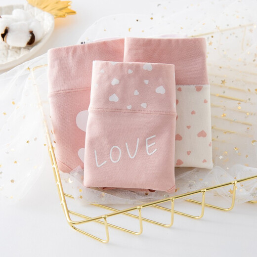 Youyou 1 point girls menstrual period underwear, special leak-proof for middle and large children, high-waisted cotton sanitary pants for girls during period, foundation love + white bottom love (2 packs) 2 pieces M weight 71-85Jin Jin is equal to 0.5 kg