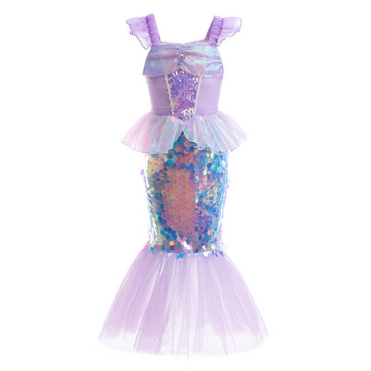 G.DUCKKIDS children's clothing girls skirt summer 2024 new children's mermaid princess skirt sequined fashionable birthday dress skirt purple 120 suitable for 110-120cm age 6-7 years old