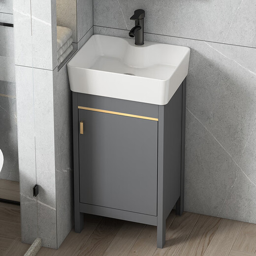 Dafify kleine Wohnung Badezimmerschrank Keramik integriertes Becken bodenstand extrem schmales Waschbeckenschrank kombinierter Balkon Waschbecken Waschbecken Waschbecken 4837 Grau 1618 Haupttürabfluss