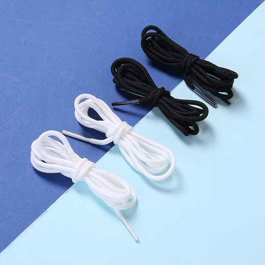 Shoelaces round rope men's and women's sports shoes basketball shoes tight black and white shoelaces round one size black 2 pairs