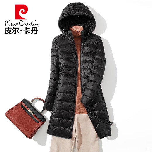 Pierre Cardin Lightweight Down Jacket Women's Mid-Length Coat 2026 Autumn and Winter New Korean Style Slim Lightweight Loose Winter Jacket Khaki 2XL 125-135Jin Jin is equal to 0.5 kg