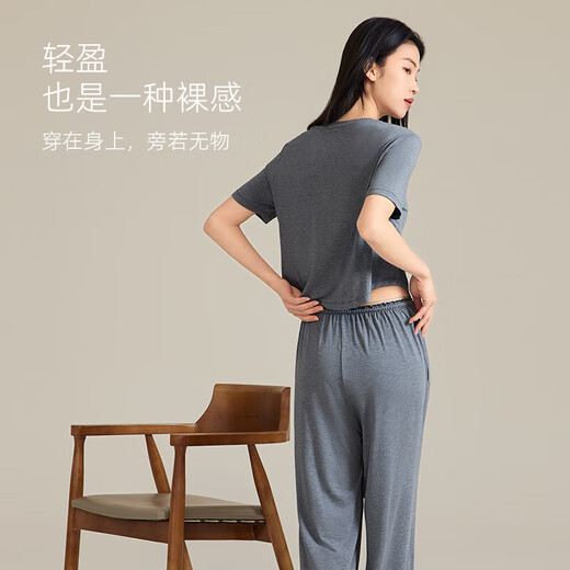 Agentmuse pajamas for women modal super soft and fashionable short-sleeved trousers for outdoor wear home clothing suit 825 Cypress Green S