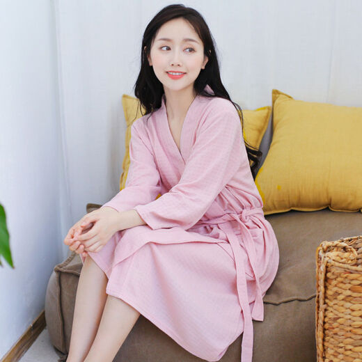 
NaiJIATU men's spring and summer thin nightgown for women's towel bathrobe plus size pajamas home clothes couple medium long short sleeve waffle charcoal grey men L 130-150Jin [Jin equals 0.5 kg]