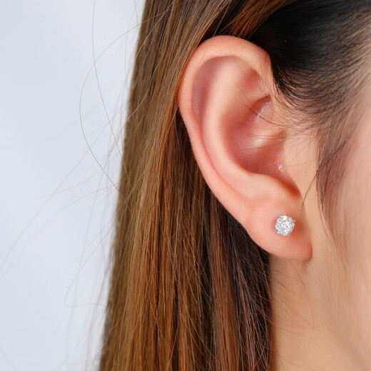 Zokai Diamond Stud Earrings Fireworks Series White 18K Gold Cluster Diamond Earrings E80152T