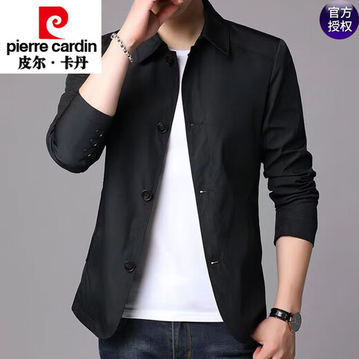Pierre cardin lapel new jacket for men 2024 spring and autumn thin business casual men's middle-aged daddy's button jacket 1048 light gray XL