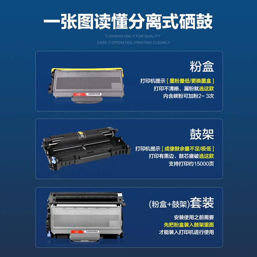 
Color grid suitable for brothers 7340 toner cartridge TN2115 2140 7450 2150 7030 7040 Printer toner cartridge [Imaging drum 15000 pages] 7340 drum stand