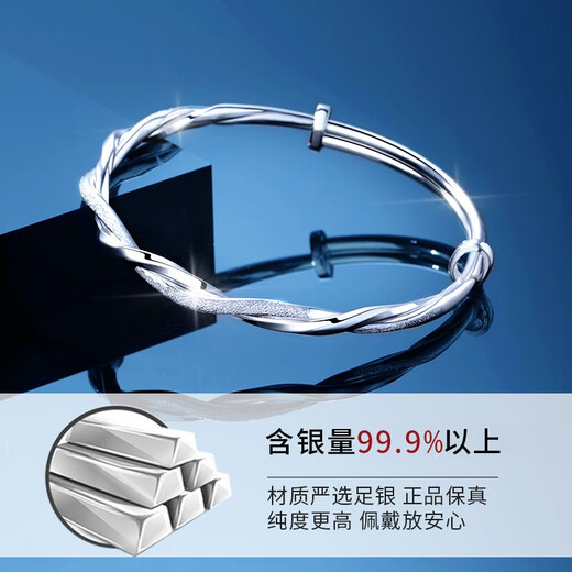 花影（HUAYING）轻奢莫比乌斯环足银手镯女首饰品纪念日生日礼物送女朋友老婆 999足银莫比乌斯手镯[约25±1g]
