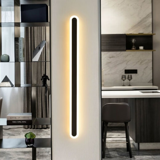 Yaotian one-word wall lamp, bedroom lamp, bedside lamp, LED strip lamp, living room background wall, study corridor lamp, aisle stair lamp, gold-100cm, three-color dimming (white light + warm light + neutral light)