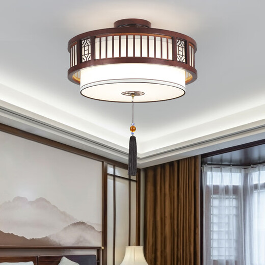 祎琳（yilin）新中式吊灯过道走廊玄关卧室客厅实木复古茶楼餐厅饭店包间吸顶灯 A款直径30cm(12W三色光)