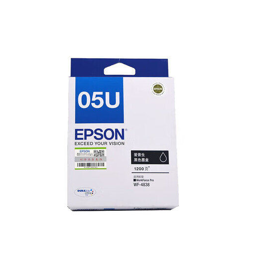 
EPSON T05U1 Applicable to WF-4838 model Printing volume is about 1200 pages Black ink cartridge (pricing unit: box) black