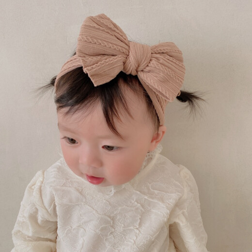 Xiyoujia baby bow headband Korean baby girl pink princess headband newborn full moon fontanelle headband soft and tender yellow head circumference 33-60CM