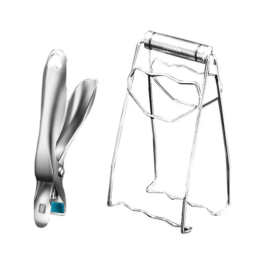 Baijie 304 stainless steel anti-scalding clip household kitchen baking bowl remover plate lifter stainless steel dish clip anti-scalding clip + bowl remover two-piece set