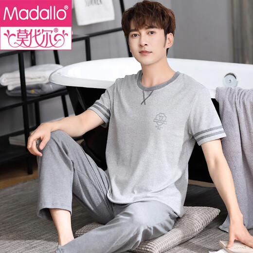 Modal pajamas men summer Xinjiang cotton pure cotton short-sleeved trousers teenagers thin summer cotton men's student 9922 M (165)
