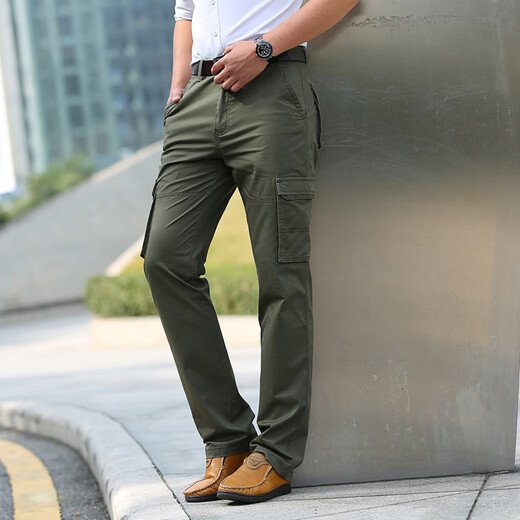 JEEP SPIRIT work pants for men loose straight spring and summer thin large size outdoor multi-pocket autumn and winter casual pants for men dark gray 9923 thin 32 waist circumference 2 feet 5