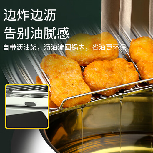 Japanese tempura fryer household small fryer with lid deep fried chicken potato provincial frying oven gas gas 1cm 20cm 2 points 2L natural silver trumpet + 04 filter oil