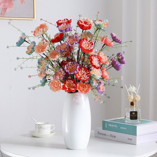Xushansi hibiscus artificial flower azalea butterfly love flower pink butterfly dried flower guest decoration living room TV cabinet dining table flower arrangement colorful butterfly hibiscus red