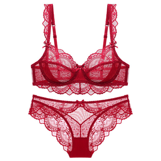 VRSZEE Light Luxury Marke Unterwäsche für Frauen Dünnstil BH Set kleine Brüste und sexy Spitzenunterwäsche verführerische Bikini schwarz 80c