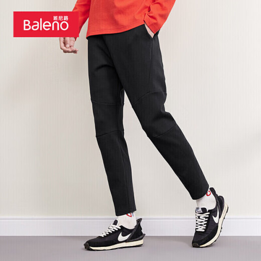 Baleno sweatpants double-sided cloth black knitted pants loose casual sports pants men 00A pure black XL