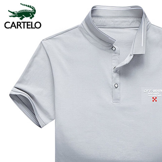 CARTELO Crocodile (CARTELO) POLO shirt fashion casual lapel T-shirt men's solid color business top men 1F167101483 gray 31/XL