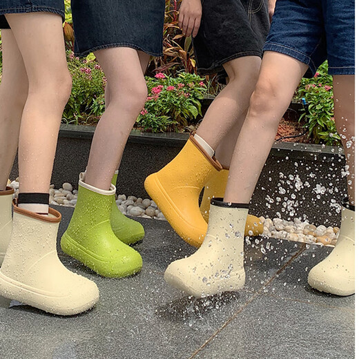 瑜品佳时尚个性雨鞋女户外防滑防水雨靴丑萌可爱学生成人胶鞋 果绿色 38 38-39码