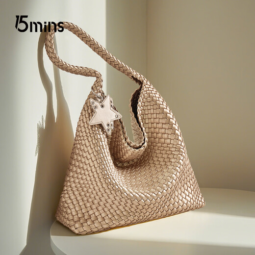 15MINS Tote Bag Commuting Bag Women's Large Capacity Shoulder Tote Bag Niche Woven Bag Women's Bag Birthday Gift