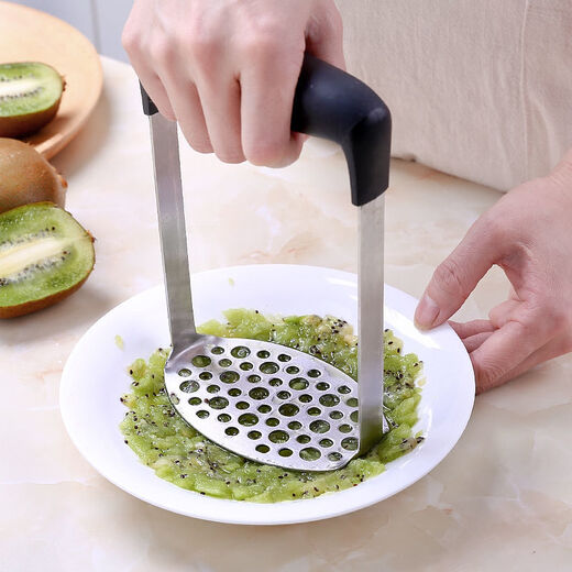 Mashed potato mold masher stainless steel large masher for sweet potato yam baby food masher large potato knife wave cutting small handle potato press (7.9cm)