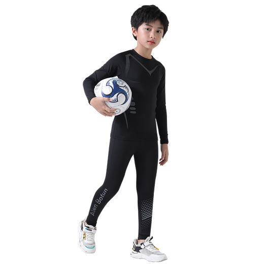 Alen Botun Children's Tight Clothes Basketball Sports Suit Quick-drying Clothes Training Football Boys Highly Elastic Inner Basement Clothes Sci-Fi Suit Model Picture S/140 Size (Recommended 130-140cm 50-65Jin Jin is equal to 0.5kg
