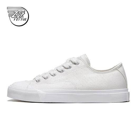 飞跃（Feiyue）帆布鞋男女款2024冬季新款低帮纯色运动休闲鞋子透气百搭情侣板鞋 白色 40