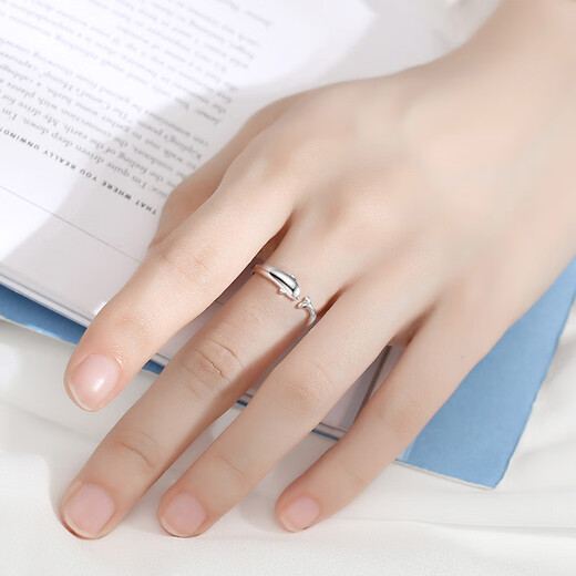 Misu platinum ring for women, PT950 platinum dolphin tail ring, live and adjustable, birthday gift for girlfriend, large size 2.2-2.4g + free engraving