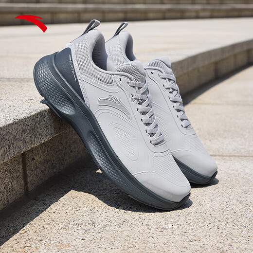 ANTA Basic Walking丨Lightweight and Comfortable Sports Shoes Men's Cushioning Walking Training Shoes Mesh Brocade Gray/Crystal Gray-6 39